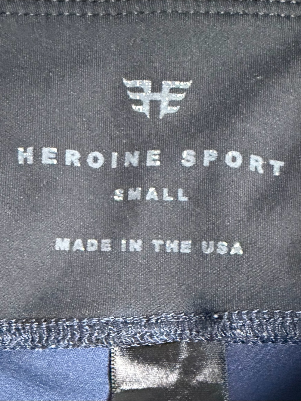 Heroine Sport Navy Blue Metallic Leopard Print Leggings Shimmer Small Luxury Fit - Picture 5 of 7